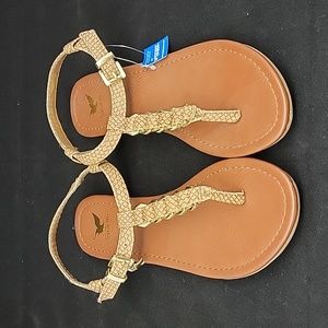 Shiekh T-Strap Women's Sandals Tan Brown Gold